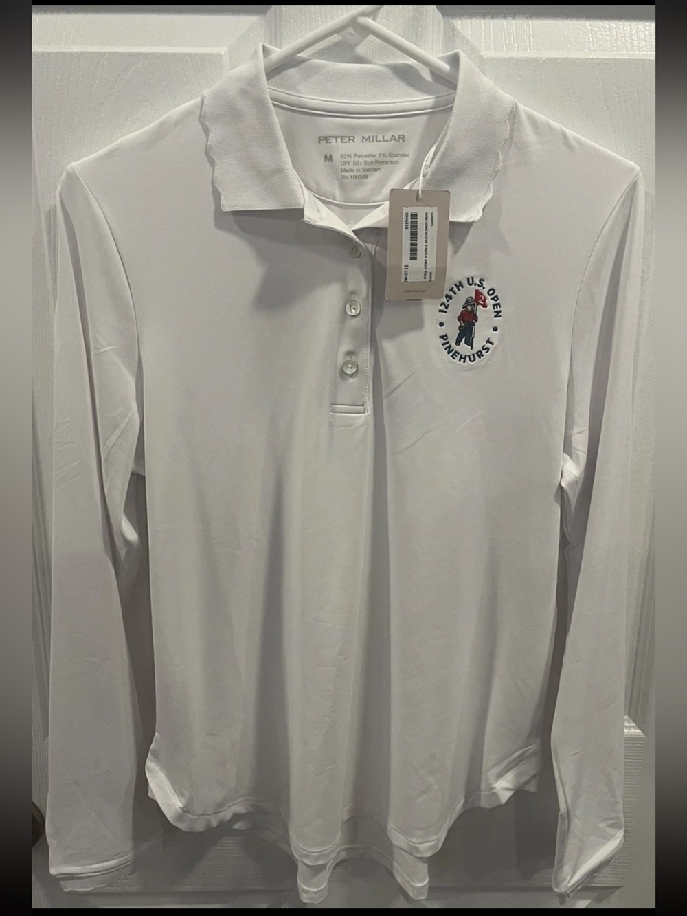 NWT Peter Millar 124th U.S. Open Pinehurst Long Sleeve Golf Polo M $110 MSRP
